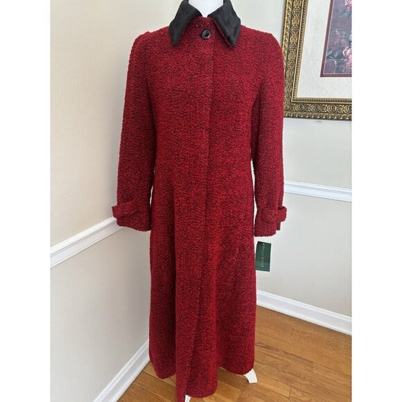 NWT Vintage Harve Benard Womens Size 4 Red Wool Blend Overcoat Long - Picture 1 of 10